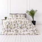 Bettwäsche set "Auric". Bettwäsche 155x200, 135/140x200 cm, 150x200 cm, 155/160x200 cm, 180x200 cm, 200x200 cm, 200x220 cm. Cremeton-bettwäsche mit feinem botanischem design.