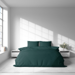 Bettwäsche set "Basil". Bettwäsche Baumwolle, 135/140x200 cm, 200x200 cm, 200x220 cm. Elegante bettwäsche in dunklem grün.