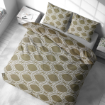 Bettwäsche set "Olive Orbit". Bettwäsche 135x200, 135/140x200 cm, 150x200 cm, 155/160x200 cm, 180x200 cm, 200x200 cm, 200x220 cm, 220x240 cm. Grünliche bettwäsche mit elegantem geometrischem muster