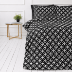 Bettwäsche set "Black Retro Rings". Bettwäsche 155x200, 135/140x200 cm, 150x200 cm, 155/160x200 cm, 180x200 cm, 200x200 cm, 200x220 cm, 220x240 cm. Geometrisches schwarz-weiß-design für moderne innenräume