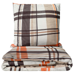 Bettwäsche set "Brownstone Grid". Bettwäsche 155x200, 135/140x200 cm, 150x200 cm, 155/160x200 cm, 180x200 cm, 200x200 cm, 200x220 cm, 220x240 cm. Braune, orange und sandfarbene töne im karierten bettwäsche-set.