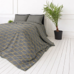 Bettwäsche set „Cross“. Bettwäsche 155x200, 135/140x200 cm, 150x200 cm, 155/160x200 cm, 180x200 cm, 200x200 cm, 200x220 cm. Elegantes graues bettwäscheset mit ovalen mustern in hellbraun/sand für ein gemütliches und modernes design.