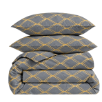 Bettwäsche set „Cross“. Graue Bettwäsche, 135/140x200 cm, 155x220 cm, 160x200 cm, 180x200 cm, 200x200 cm, 200x220 cm. Graues bettwäscheset mit hellbraunen, sandfarbenen, ovalen mustern, die einen modernen und stilvollen look für jedes schlafzimmer schaffen.