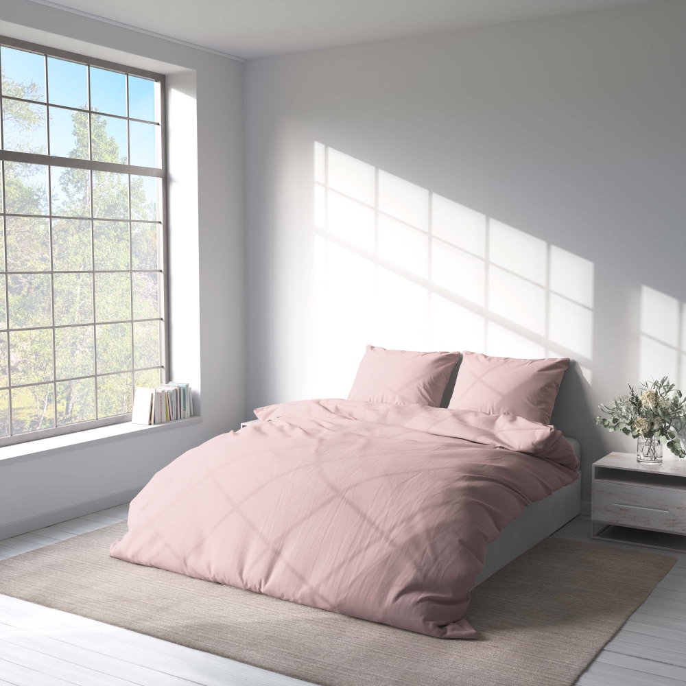 Bettwäsche set "Crystal pink". Bettwäsche für Hotels, 135/140x200 cm, 200x200 cm, 200x220 cm. Rosafarbene bettwäsche für ein ruhiges ambiente.