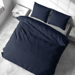 Bettwäsche set "Dark Blue Stripes". Bettwäsche 140x200, 135/140x200 cm, 200x200 cm, 200x220 cm. Elegantes und stilvolles dunkelblaues bettwäscheset mit klassischem streifenmuster, perfekt für eine raffinierte schlafzimmeratmosphäre.