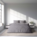 Bettwäsche set "Dark Grey Ranforce". Bettwäsche Baumwolle, 135/140x200 cm, 200x200 cm, 200x220 cm. Dunkelgraue bettwäsche, die einen vielseitigen und unaufdringlichen look bietet, ideal für die ergänzung verschiedener schlafzimmerthemen.