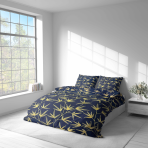 Bettwäsche set "Dawn Botanical". Bettwäsche 140x200, 135/140x200 cm, 155/160x200 cm, 200x200 cm, 200x220 cm. Dunkelblaues bettwäsche-set, das durch kräftige gelbe zweige hervorgehoben wird und einen hauch von naturinspiriertem eleganz in ihr zimmer bringt.