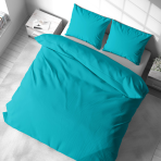 Bettwäsche set "Dreamy Waters". Bettwäsche 140x200, 135/140x200 cm, 155/160x200 cm, 200x200 cm, 200x220 cm, 220x240 cm. Weiches cyanfarbenes bettwäscheset mit klarem und scharfem design, ideal, um ihrem schlafzimmerdekor eine moderne, aber beruhigende stimmung zu verleihen.