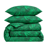 Bettwäsche set "Fern". Bettwäsche mit Pflanzen, 135/140x200 cm, 155x220 cm, 160x200 cm, 180x200 cm, 200x200 cm, 200x220 cm. Luxuriöse dunkelgrüne bettwäsche mit übergroßem farnmuster für einen hauch von natur im haus