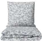 Bettwäsche set "Floral Dream". Gemusterte Bettwäsche, 135/140x200 cm, 200x200 cm, 200x220 cm. Weiße bettwäsche-garnitur mit feinem blumenmuster in blaugrau. Bettwäsche set "Floral Dream". Gemusterte Bettwäsche, 135/140x200 cm, 200x200 cm, 200x220 cm. Weiße bettwäsche-garnitur mit feinem blumenmuster in blaugrau.