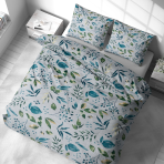 Bettwäsche set "Forest Breeze". Bettwäsche Baumwolle, 135/140x200 cm, 200x200 cm, 200x220 cm, 220x240 cm. Graue bettwäsche mit aquarellblattmuster in grüntönen.