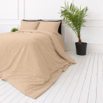 Bettwäsche set "Frappe". Beige Bettwäsche, 135/140x200 cm, 150x200 cm, 155/160x200 cm, 180x200 cm, 200x200 cm, 200x220 cm, 220x240 cm. Eleganter und warmer braun-creme-farbton, der sowohl zu modernen als auch klassischen innenräumen passt.