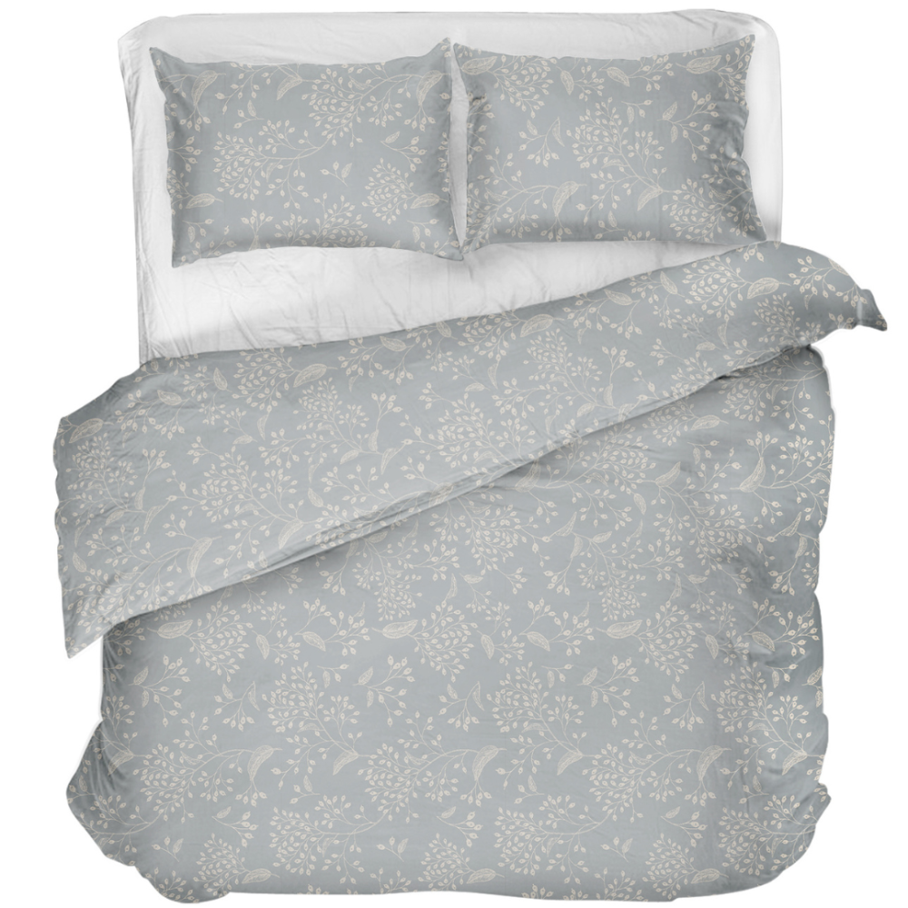 Bettwäsche set "Grandiflora". Bettwäsche 140x200, 135/140x200 cm, 200x200 cm, 200x220 cm. Graues bettwäscheset mit feinem muster.