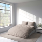 Bettwäsche set „Gray morn“. Bettwäsche für Hotels, 135/140x200 cm, 200x200 cm, 200x220 cm. Elegantes beige-graues bettwäscheset, perfekt für eine gemütliche und stilvolle schlafzimmereinrichtung, die sich nahtlos in jedes farbschema einfügt.