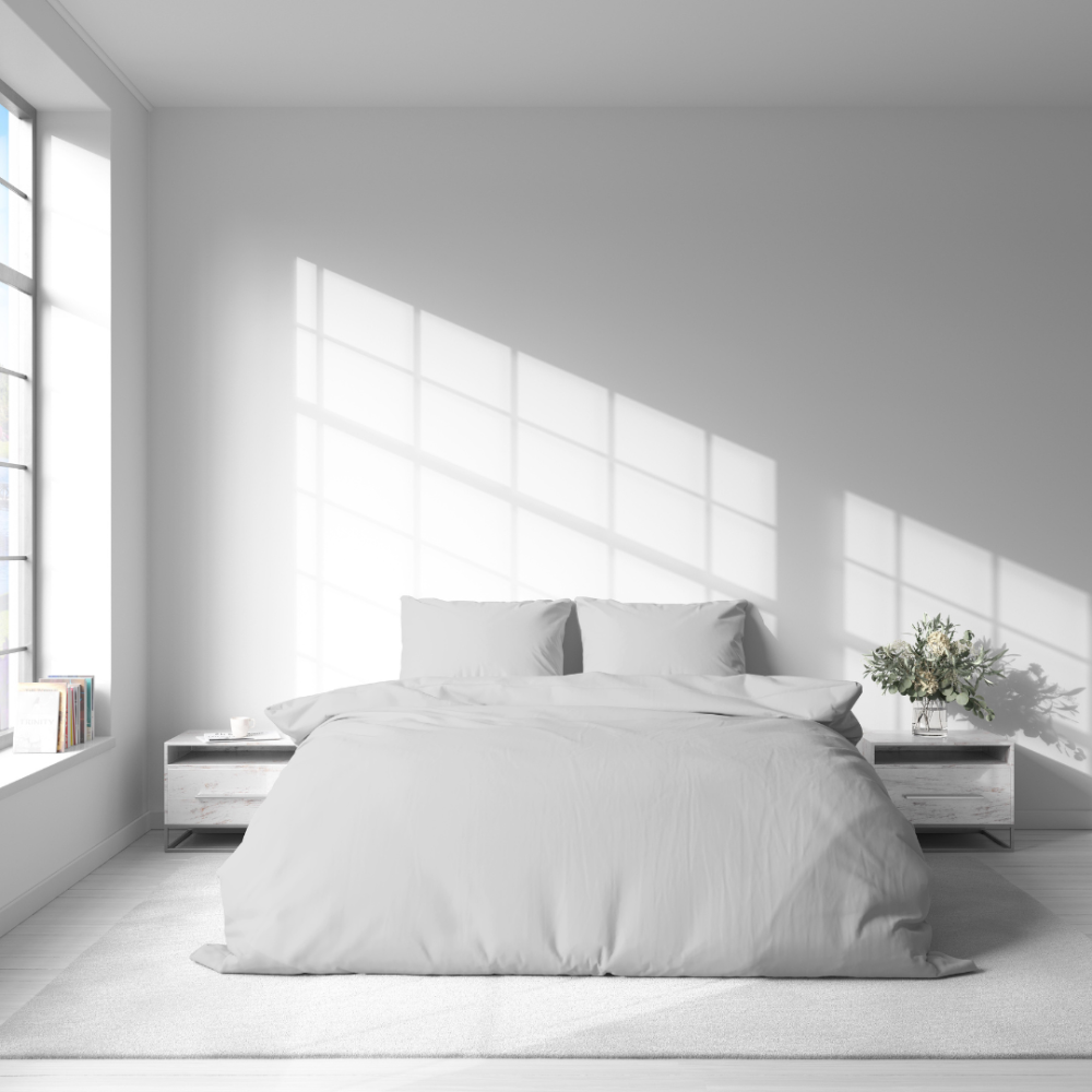 Bettwäsche set „Gray morn“. Bettwäsche 155x200, 135/140x200 cm, 150x200 cm, 155/160x200 cm, 180x200 cm, 200x200 cm, 200x220 cm, 220x240 cm. Elegantes hell-silbergraues bettwäsche-set ohne muster