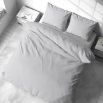 Bettwäsche set „Gray morn“. Bettwäsche 155x200, 135/140x200 cm, 150x200 cm, 155/160x200 cm, 180x200 cm, 200x200 cm, 200x220 cm, 220x240 cm. Hell-silbergraues bettwäsche-set für ein ruhiges interieur