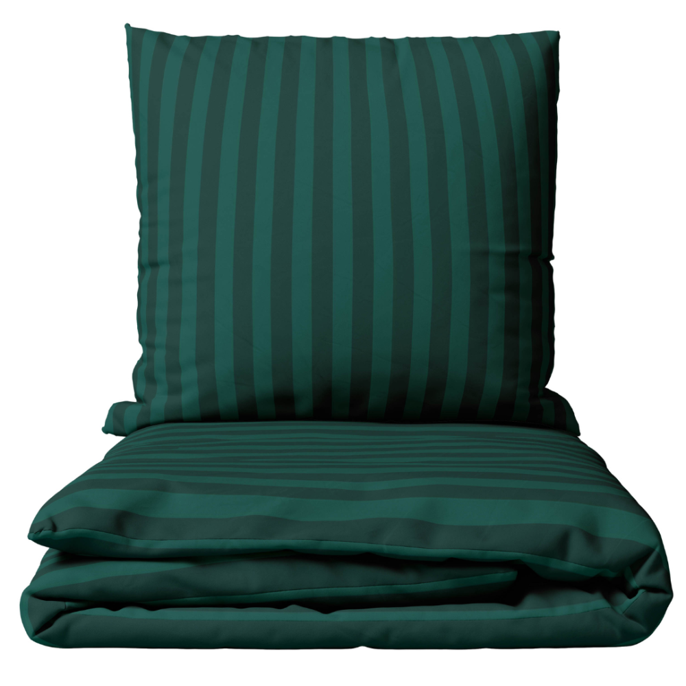 Bettwäsche set "Green Stripes". Bettwäsche 140x200, 135/140x200 cm, 155/160x200 cm, 200x200 cm, 200x220 cm. Dunkelgrünes bettwäsche-set mit einem raffinierten streifenmuster, das jedem schlafzimmerdekor tiefe und eleganz verleiht.