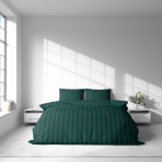 Bettwäsche set "Green Stripes". Bettwäsche 140x200, 135/140x200 cm, 155/160x200 cm, 200x200 cm, 200x220 cm. Bettwäsche-set in einem satten dunkelgrünen farbton mit dezentem streifenmuster, das ihrem schlafzimmer einen modernen und schicken look verleiht.