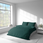 Bettwäsche set "Green Stripes". Bettwäsche 140x200, 135/140x200 cm, 155/160x200 cm, 200x200 cm, 200x220 cm. Elegantes bettwäsche-set in dunkelgrün mit einem zeitlosen streifenmuster, das verschiedene einrichtungsstile ergänzt.