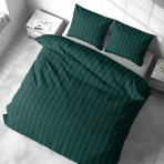 Bettwäsche set "Green Stripes". Bettwäsche 140x200, 135/140x200 cm, 155/160x200 cm, 200x200 cm, 200x220 cm. Luxuriöses dunkelgrünes bettwäsche-set mit klassischem streifenmuster, perfekt für eine stilvolle und komfortable schlafumgebung.