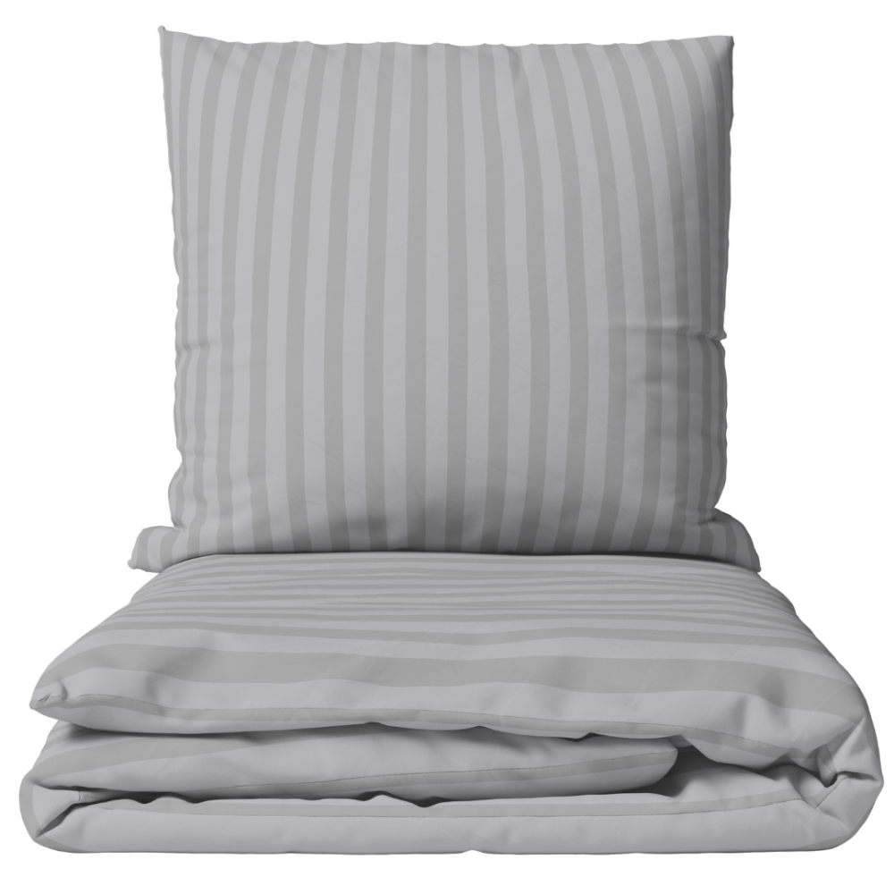 Bettwäsche set "Grey Stripes". Bettwäsche 140x200, 135/140x200 cm, 155/160x200 cm, 200x200 cm, 200x220 cm. Graues bettwäsche-set mit einem dezenten streifenmuster für einen zeitgemäßen und eleganten look in ihrem schlafzimmer.