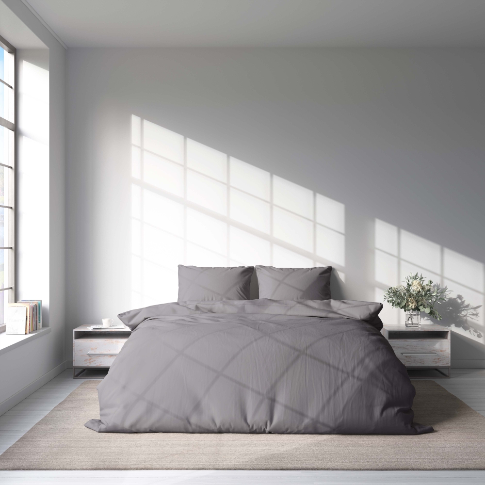 Bettwäsche set „Gull“. Bettwäsche für Hotels, 135/140x200 cm, 200x200 cm, 200x220 cm. Bettwäsche-set in grau, das ihrem schlafplatz einen hauch von schlichter eleganz und ruhe verleiht.