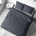 Bettwäsche set "Iron Stripes". Bettwäsche 140x200, 135/140x200 cm, 200x200 cm, 200x220 cm. Einfaches, aber elegantes dunkelgraues bettwäscheset mit subtilen streifen, das dem raum raffinesse verleiht.