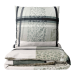 Bettwäsche set "Lane Luxe". Bettwäsche 140x200, 135/140x200 cm. Helles bettwäscheset mit horizontalen und vertikalen gittermustern, akzentuiert durch eine spalte mit leopardenmuster