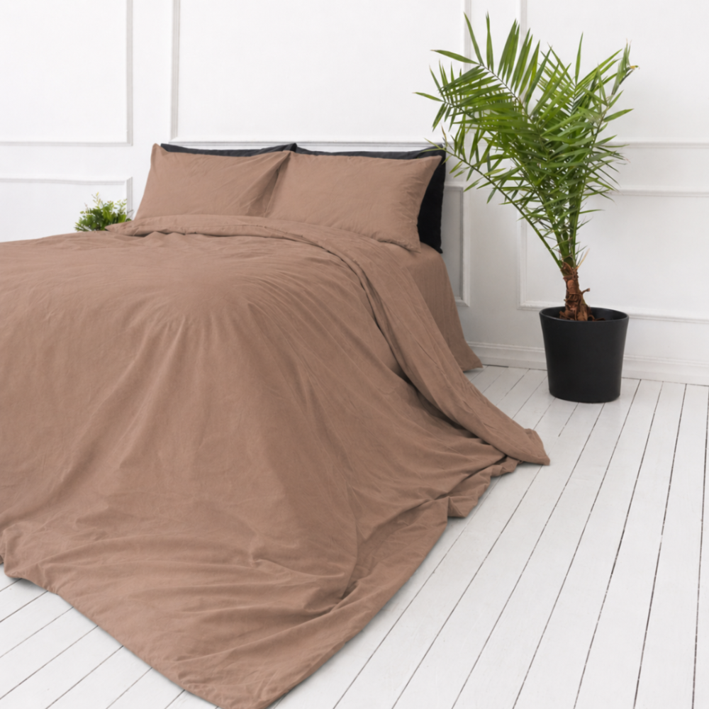 Bettwäsche set "Latte". Bettwäsche einfarbig, 135/140x200 cm, 150x200 cm, 155/160x200 cm, 180x200 cm, 200x200 cm, 200x220 cm, 220x240 cm. Stilvolle latte-bettwäsche, perfekt für ein modernes und schickes schlafzimmer.