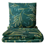 Bettwäsche set "Laurel". Bettwäsche 140x200, 135/140x200 cm, 200x200 cm, 200x220 cm. Dunkelgrüne bettwäsche mit einem muster aus blättrigen zweigen, das ihrem schlafzimmer eine von der natur inspirierte eleganz verleiht