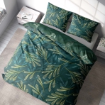 Bettwäsche set "Laurel". Bettwäsche 140x200, 135/140x200 cm, 200x200 cm, 200x220 cm. Verschönern sie ihren schlafraum mit diesem üppigen dunkelgrünen bettwäscheset mit botanischen motiven