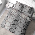 Bettwäsche set "Mandala". Bettwäsche 140x200, 135/140x200 cm, 200x200 cm, 200x220 cm. Stilvolles graues bettwäscheset mit schönen grauen, weißen und schwarzen mandala-mustern, die ein gefühl von ruhe und raffinesse in ihren raum bringen.