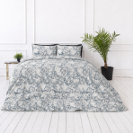 Bettwäsche set "Marmoreal". Graue Bettwäsche, 135/140x200 cm, 200x200 cm, 200x220 cm. Moderne bettwäsche-garnitur mit abstrakten pflanzenornamenten in grau-blau.