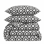 Bettwäsche set „Moroccan Veil“. Gemusterte Bettwäsche, 135/140x200 cm, 200x200 cm, 200x220 cm. Weiße bettwäsche mit grauem geometrischem ornamentmuster