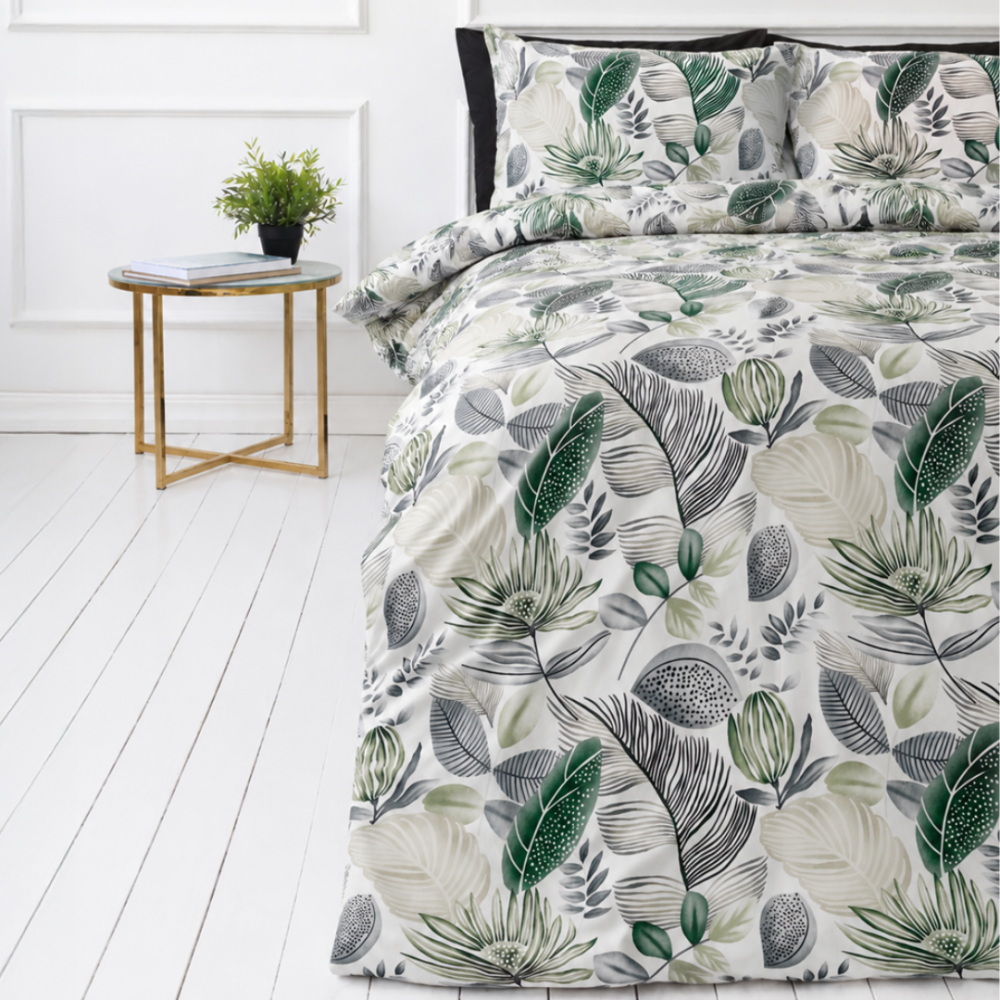 Bettwäsche set "Natural Emporium". Grüne Bettwäsche, 135/140x200 cm, 200x200 cm, 200x220 cm. Bettwäsche-set mit natürlichen pflanzenmustern in grünen und braunen farben, das einen ruhigen und natürlichen eindruck hinterlässt. Bettwäsche set "Natural Emporium". Grüne Bettwäsche, 135/140x200 cm, 200x200 cm, 200x220 cm. Bettwäsche-set mit natürlichen pflanzenmustern in grünen und braunen farben, das einen ruhigen und natürlichen eindruck hinterlässt.