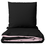 Bettwäsche set "Pink Panther". Bettwäsche 155x200, 135/140x200 cm, 150x200 cm, 155/160x200 cm, 180x200 cm, 200x200 cm, 200x220 cm, 220x240 cm. Dieses beidseitige bettwäsche-set kombiniert tiefes schwarz mit einem zarten rosaton.