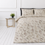 Bettwäsche set "Prairie Flora". Beige Bettwäsche, 135/140x200 cm, 150x200 cm, 155/160x200 cm, 180x200 cm, 200x200 cm, 200x220 cm, 220x240 cm. Bettwäsche-set in naturtönen mit dezenten blättermotiven