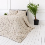 Bettwäsche set "Prairie Flora". Beige Bettwäsche, 135/140x200 cm, 150x200 cm, 155/160x200 cm, 180x200 cm, 200x200 cm, 200x220 cm, 220x240 cm. Bettwäsche-set in sanften brauntönen mit botanischen ornamenten