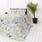 Bettwäsche set "Primavera". Bettwäsche 155x200, 135/140x200 cm, 150x200 cm, 155/160x200 cm, 180x200 cm, 200x200 cm, 200x220 cm, 220x240 cm. Helles bettwäsche-set mit zartem botanischem blumenmuster
