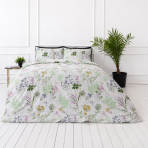 Bettwäsche set "Primavera". Bettwäsche 155x200, 135/140x200 cm, 150x200 cm, 155/160x200 cm, 180x200 cm, 200x200 cm, 200x220 cm, 220x240 cm. Florales bettwäsche-set mit gelben, rosafarbenen und blauen blüten