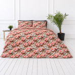 Bettwäsche set "Rosy Whisper". Bettwäsche 155x200, 135/140x200 cm, 150x200 cm, 155/160x200 cm, 180x200 cm, 200x200 cm, 200x220 cm, 220x240 cm. Bettwäsche-set in warmen sand- und korallnuancen mit floralem design.