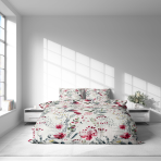Bettwäsche set "Sparkling Flowers". Bettwäsche 140x200, 135/140x200 cm, 200x200 cm, 200x220 cm. Bettwäsche‑set mit zartem aquarell‑blumenmotiv auf pastellfarbenem hintergrund.