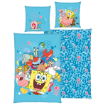 Bettwäsche set "SpongeBob SquarePants". Kinderbettwäsche, 135x200 cm. Hellblaues bettwäsche-set mit spongebob, patrick und weiteren bunten figuren. Bettwäsche set "SpongeBob SquarePants". Kinderbettwäsche, 135x200 cm. Hellblaues bettwäsche-set mit spongebob, patrick und weiteren bunten figuren.