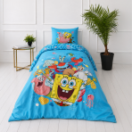 Bettwäsche set "SpongeBob SquarePants". Kinderbettwäsche, 135x200 cm. Hellblaues bettwäsche-set mit spongebob, patrick, sandy, mr. krabs und thaddäus. Bettwäsche set "SpongeBob SquarePants". Kinderbettwäsche, 135x200 cm. Hellblaues bettwäsche-set mit spongebob, patrick, sandy, mr. krabs und thaddäus.