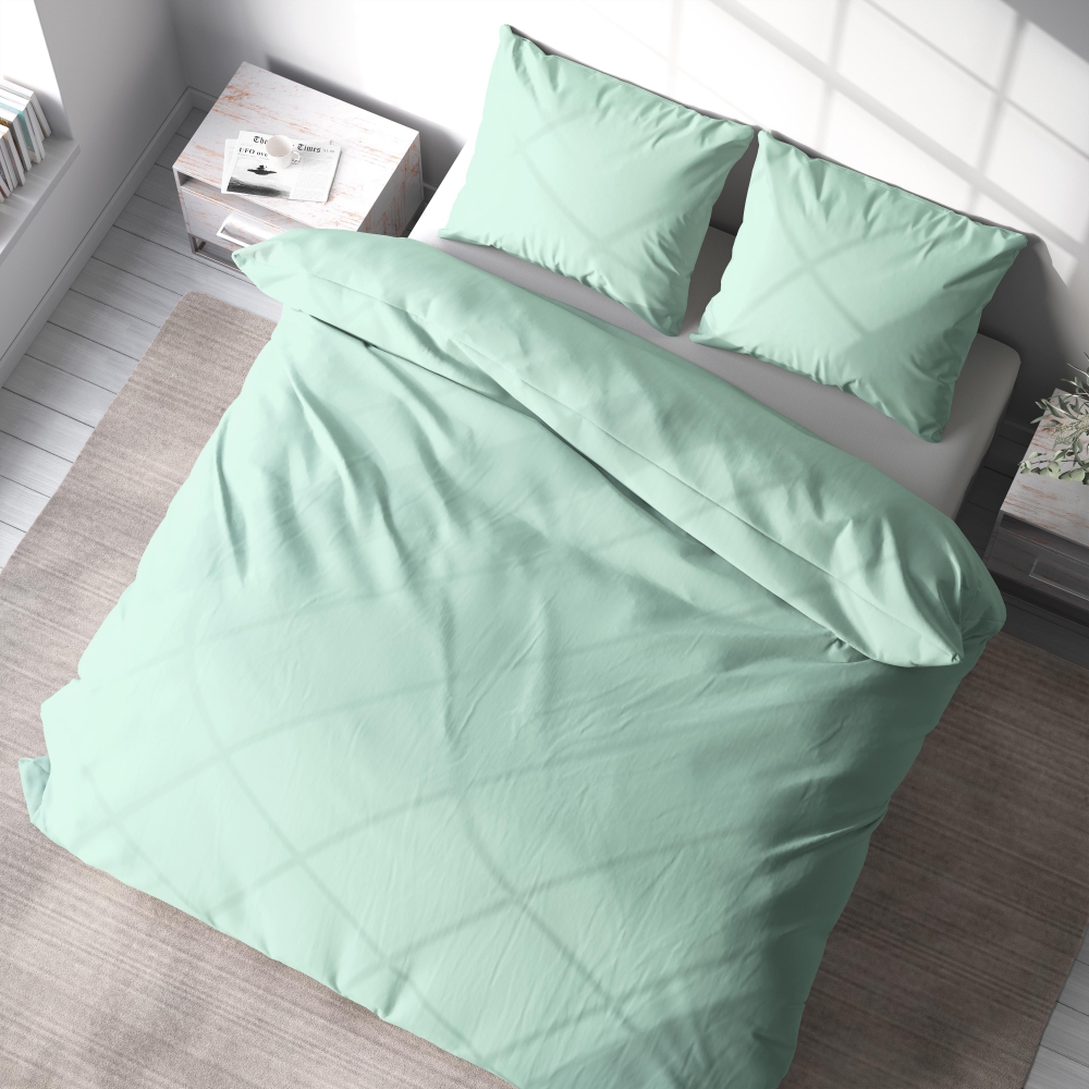 Bettwäsche set "Spring Dew". Bettwäsche für Hotels, 135/140x200 cm, 200x200 cm, 200x220 cm, 220x240 cm. Stilvolles mintfarbenes bettwäscheset, das ein gefühl der ruhe in ihr schlafzimmer bringt.