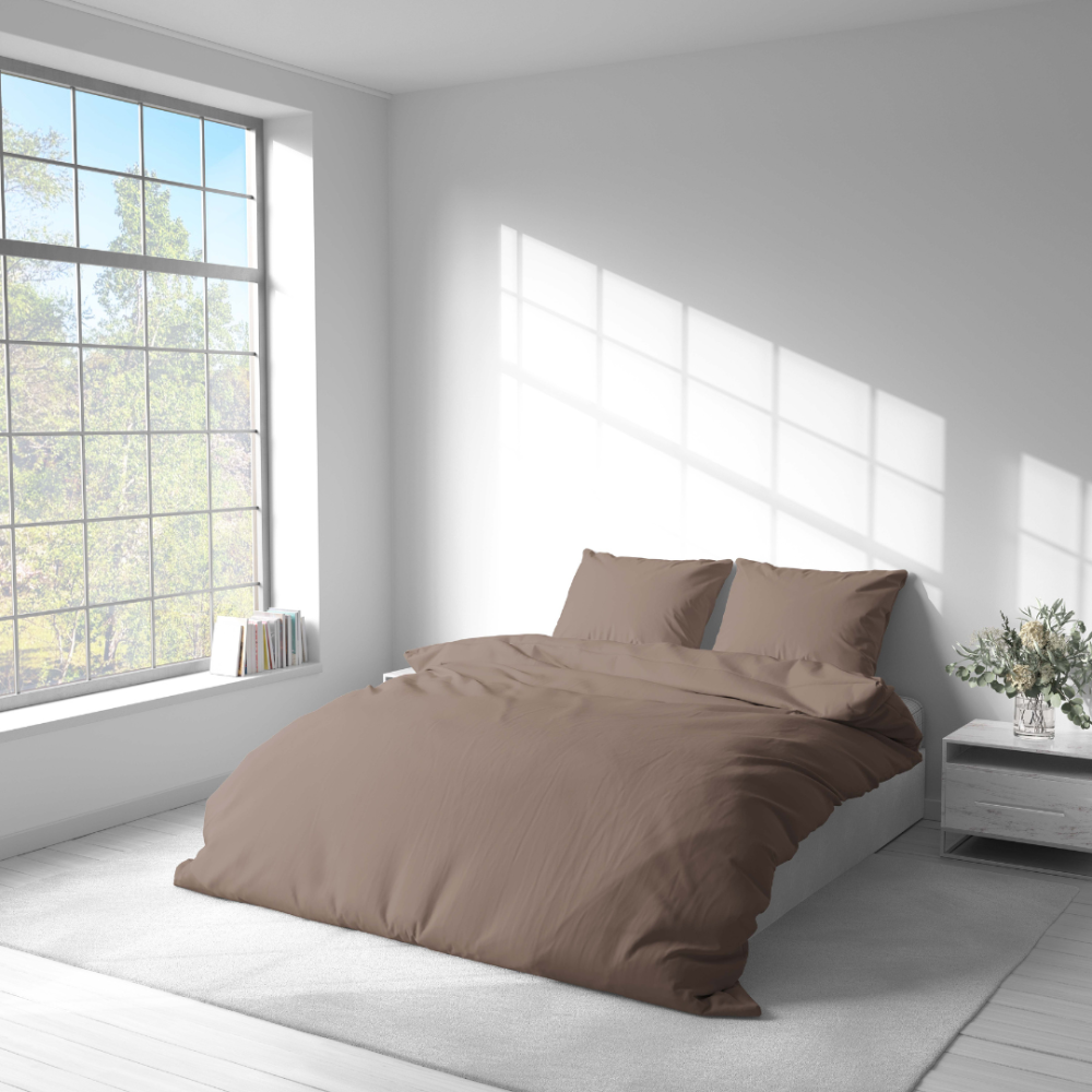 Bettwäsche set "Stucco". Bettwäsche Baumwolle, 135/140x200 cm, 200x200 cm, 200x220 cm. Dieses braune bettwäsche-set mit einem cremigen ton verleiht ihrem schlafzimmer eine warme und gemütliche atmosphäre und passt perfekt zu jeder einrichtung.