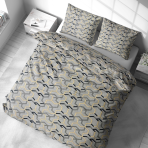 Bettwäsche set "Vibe". Bettwäsche 140x200, 135/140x200 cm, 200x200 cm, 200x220 cm. Baumwoll-bettwäsche-set mit moderner geometrischer komposition in grau, gelb und schwarz.