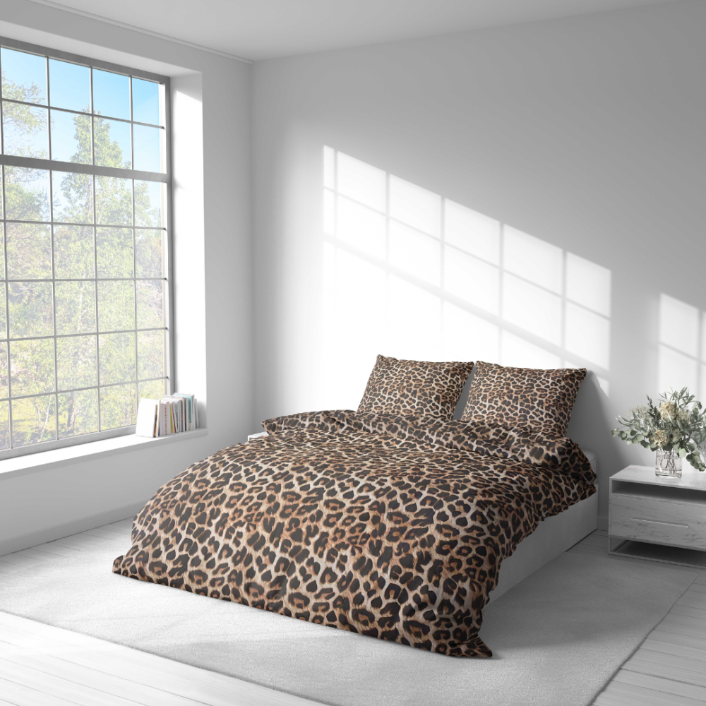Bettwäsche set "Wild Style". Bettwäsche 140x200, 135/140x200 cm, 155/160x200 cm, 200x200 cm, 200x220 cm, 220x240 cm. Dynamisches und stilvolles leopardenmuster, das perfekt zu verschiedenen einrichtungsstilen passt.