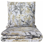 Bettwäsche set "Wildings". Bettwäsche 155x200, 135/140x200 cm, 150x200 cm, 155/160x200 cm, 180x200 cm, 200x200 cm, 200x220 cm, 220x240 cm. Hellblaues bettwäscheset mit sanftem gelb-grauem floralmuster