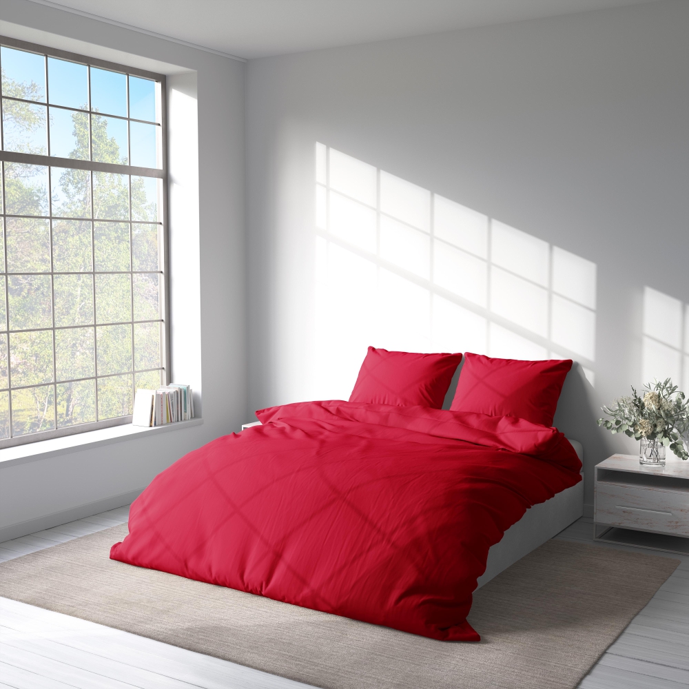 Bettwäsche set "Zuko". Bettwäsche für Hotels, 135/140x200 cm, 200x200 cm, 200x220 cm, 220x240 cm. Klassisches rotes bettwäscheset, perfekt für einen mutigen und zeitlosen look im schlafzimmer.